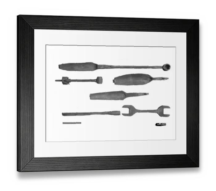 Framed Print : A view of tools, unidentified (possibly Coopers) Framed Print : A view of tools, unidentified (possibly Coopers)