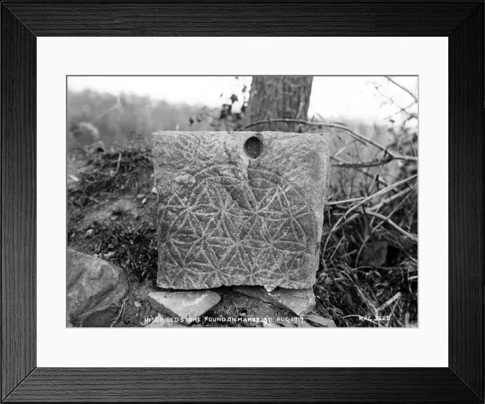 Framed Print : Inscribed Stone Found on Mahee Island, Aug. 1919 Framed Print : Inscribed Stone Found on Mahee Island, Aug. 1919