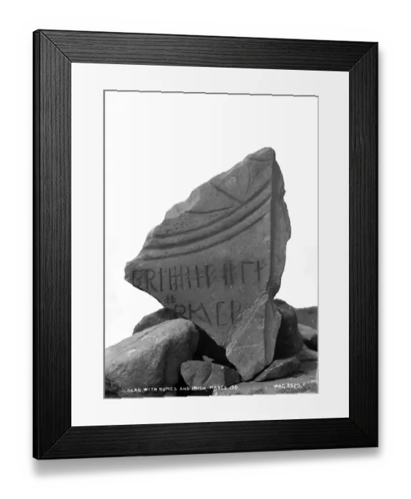 Framed Print : Slab With Runes and Irish, Mahee Island Framed Print : Slab With Runes and Irish, Mahee Island