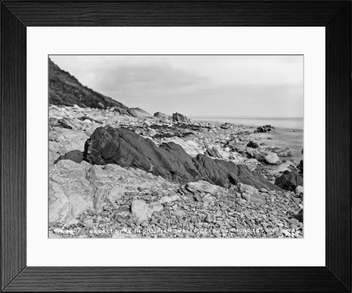 Framed Print : Basalt Dyke in Silurian Shales, Glasdrummond Co. Down Framed Print : Basalt Dyke in Silurian Shales, Glasdrummond Co. Down
