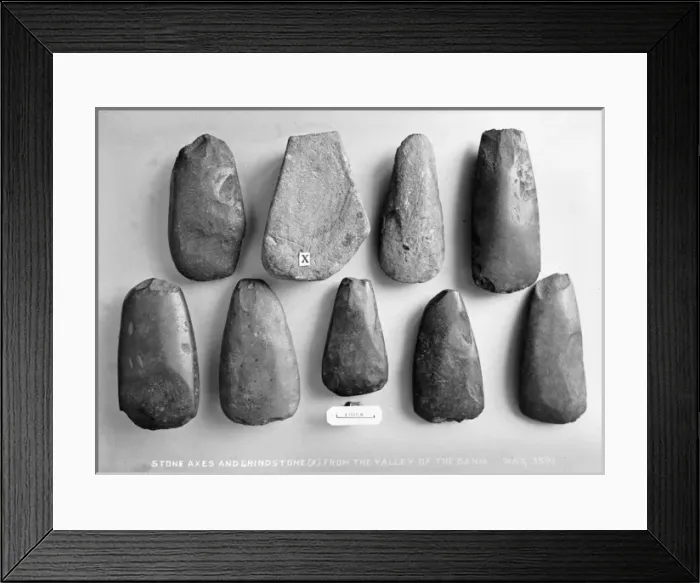Framed Print : Stone Axes and Grindstone(X) from the Valley of the Bann Framed Print : Stone Axes and Grindstone(X) from the Valley of the Bann
