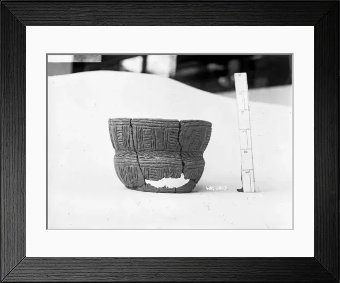 Framed Print : View of a reconstructed urn against a white background Framed Print : View of a reconstructed urn against a white background