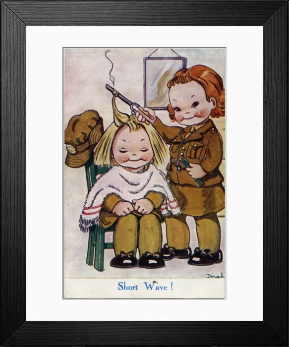 Framed Print : WW2 Comic Postcard - Short Wave Framed Print : WW2 Comic Postcard - Short Wave