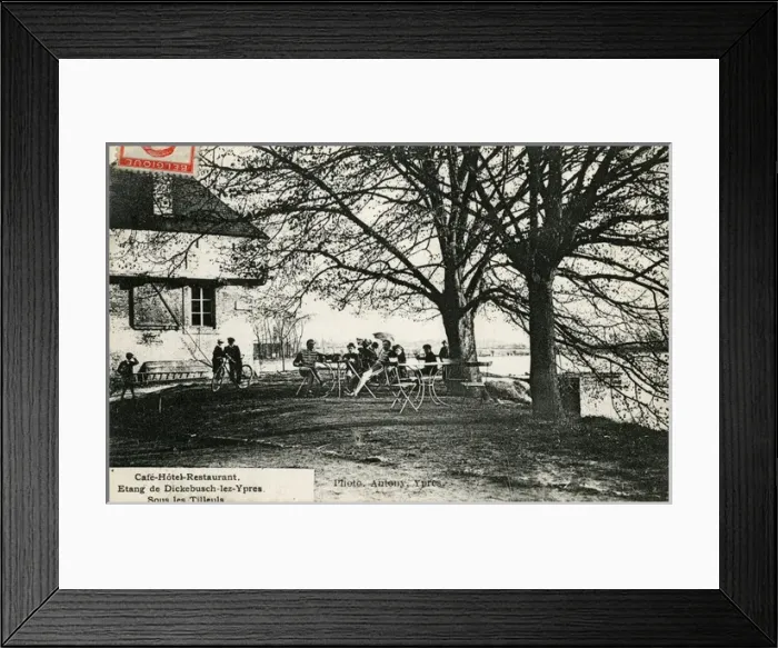 Framed Print : Hotel by the Pond at Dickebusch Framed Print : Hotel by the Pond at Dickebusch