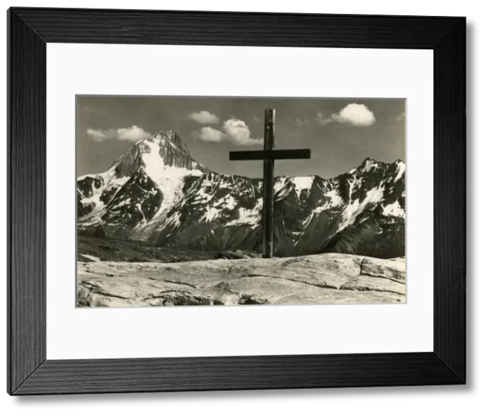 Framed Print : Swiss Alps - Wooden Cross in Mountains - Switzerland Framed Print : Swiss Alps - Wooden Cross in Mountains - Switzerland