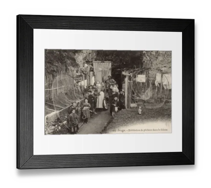 Framed Print : Fishermens Homes in the cliffs at Dieppe, France Framed Print : Fishermens Homes in the cliffs at Dieppe, France