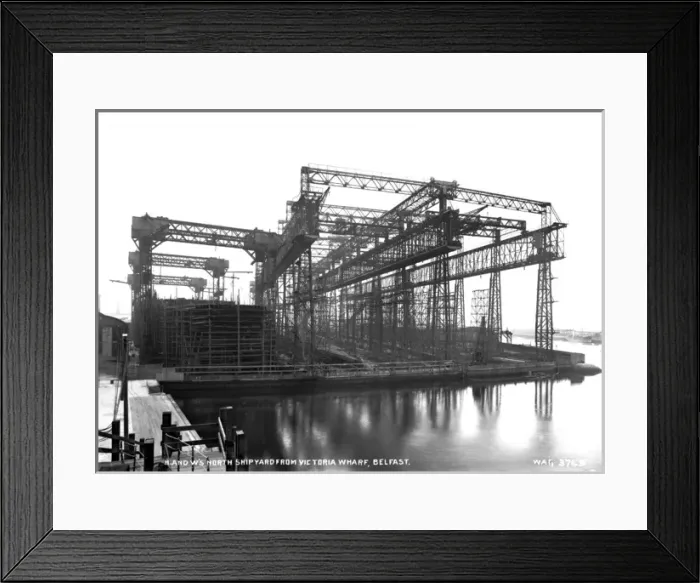 Framed Print : H. and W S. North Shipyard from Victoria Wharf, Belfast Framed Print : H. and W S. North Shipyard from Victoria Wharf, Belfast
