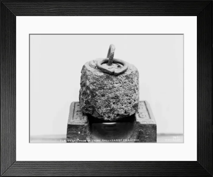Framed Print : 7Lb. Weight Made of Stone, Ballycarry, Co. Antrim Framed Print : 7Lb. Weight Made of Stone, Ballycarry, Co. Antrim