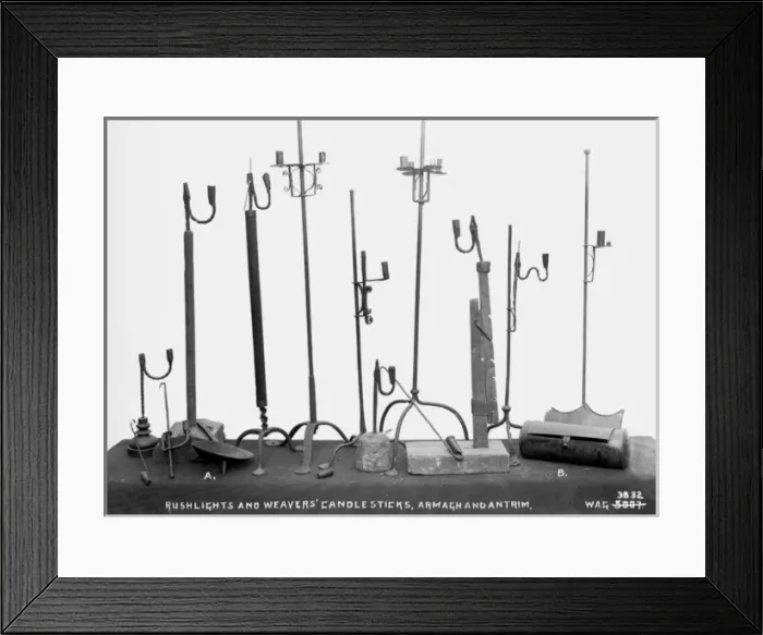 Framed Print : Rushlights and Weavers Candlesticks, Armagh and Antrim