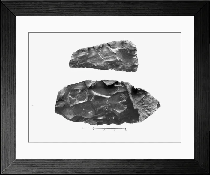 Framed Print : A view of two Egyptian Palaeolithic flint implements Framed Print : A view of two Egyptian Palaeolithic flint implements