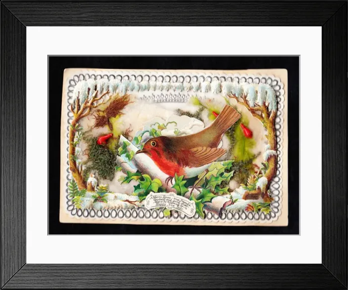 Framed Print : Robin on a Christmas and New Year card Framed Print : Robin on a Christmas and New Year card