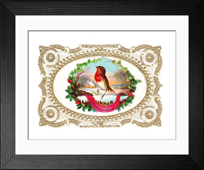 Framed Print : Robin in the snow on a Christmas card Framed Print : Robin in the snow on a Christmas card