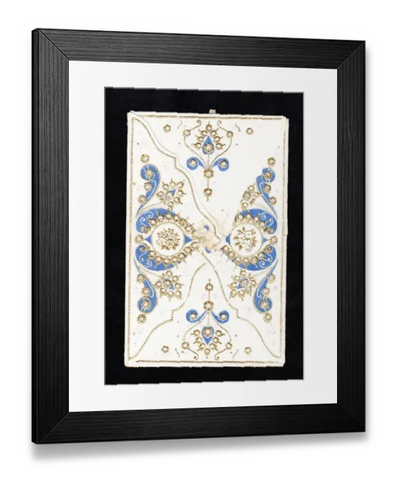 Framed Print : Victorian Christmas envelope in white, blue and gold Framed Print : Victorian Christmas envelope in white, blue and gold