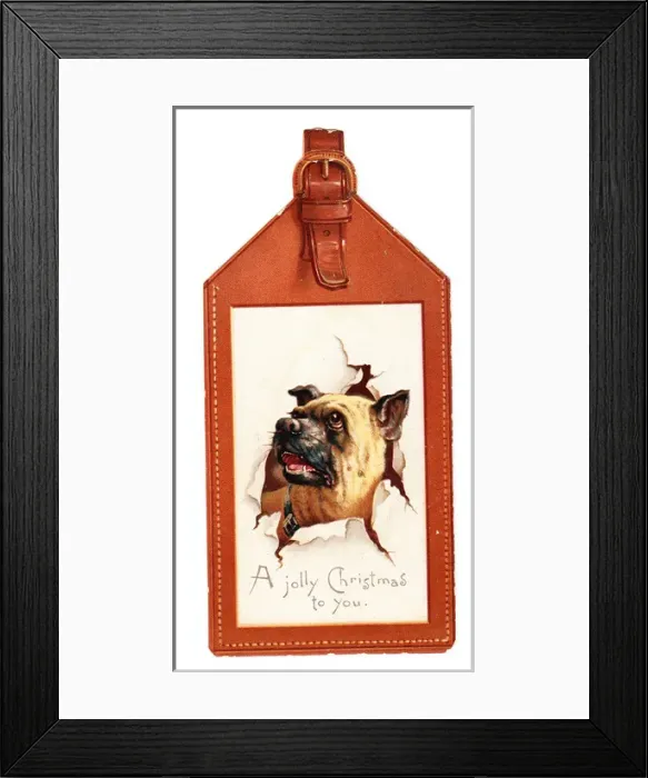 Framed Print : Christmas card in the shape of a luggage label Framed Print : Christmas card in the shape of a luggage label