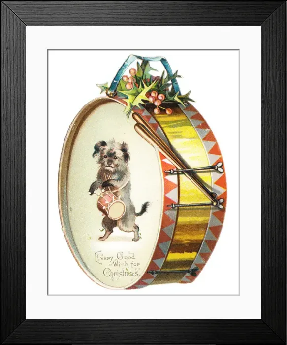 Framed Print : Christmas card in the shape of a drum Framed Print : Christmas card in the shape of a drum