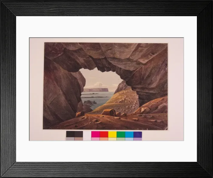 Framed Print : Bengore Head from the Interior of Port Bradden Cave Framed Print : Bengore Head from the Interior of Port Bradden Cave