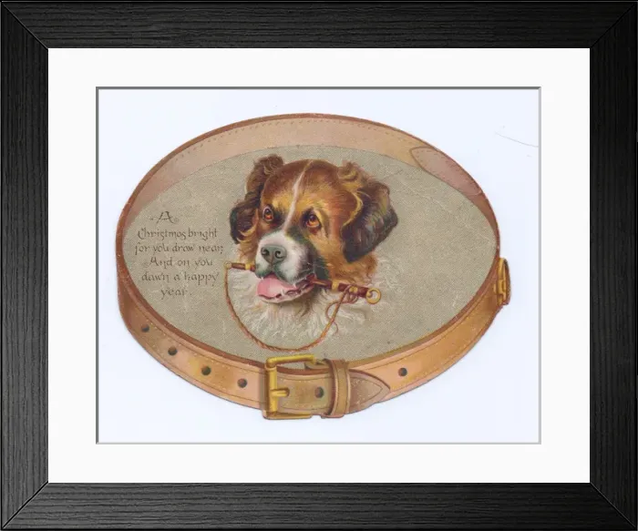 Framed Print : Christmas and New Year card in the shape of a dogs collar Framed Print : Christmas and New Year card in the shape of a dogs collar