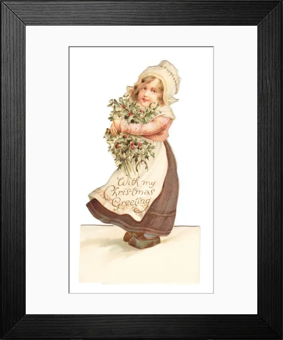 Framed Print : Dutch girl on a cutout Christmas card Framed Print : Dutch girl on a cutout Christmas card