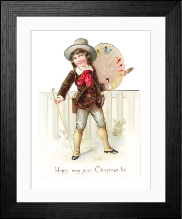 Framed Print : Boy with palette on a cutout Christmas card Framed Print : Boy with palette on a cutout Christmas card