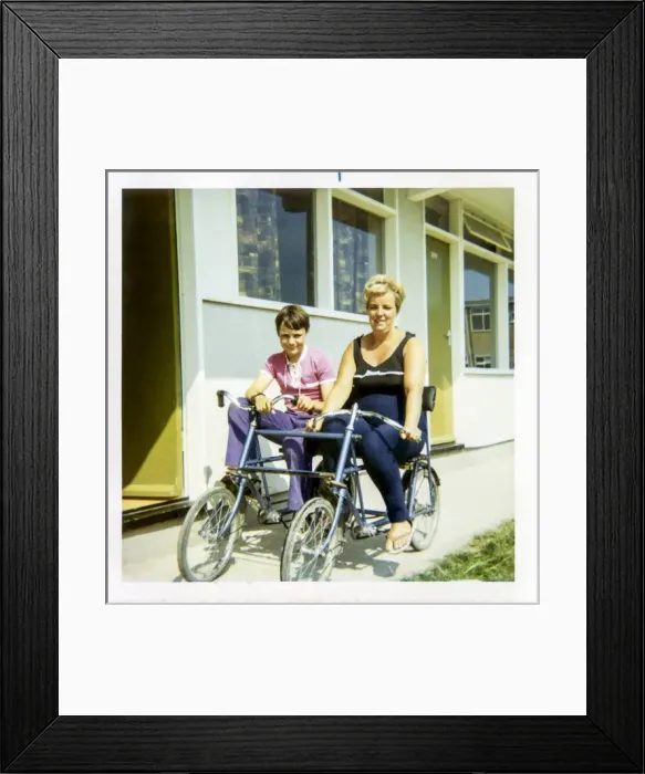 Framed Print : Mother and Son on a Quadricycle at a Holiday Camp Framed Print : Mother and Son on a Quadricycle at a Holiday Camp