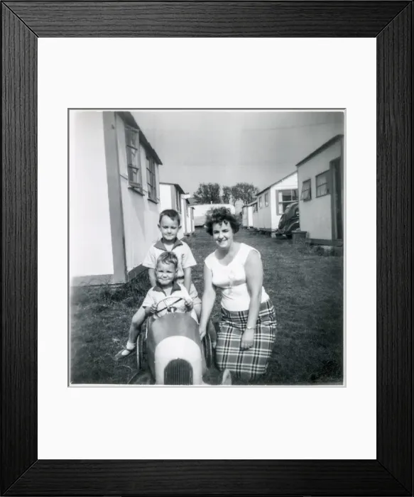 Framed Print : Family pose for the camera at a British holiday camp Framed Print : Family pose for the camera at a British holiday camp