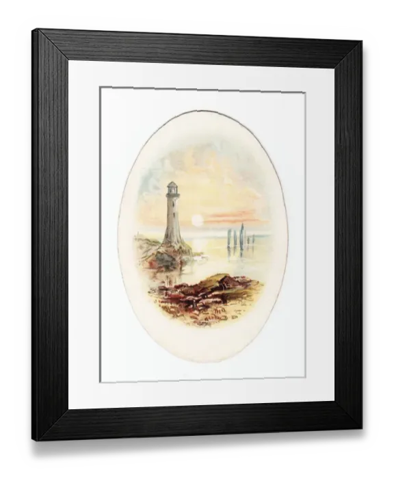 Framed Print : Lighthouse and seascape on a greetings card Framed Print : Lighthouse and seascape on a greetings card