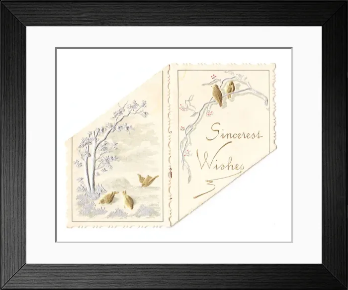 Framed Print : Birds in the snow on a shaped Christmas card Framed Print : Birds in the snow on a shaped Christmas card