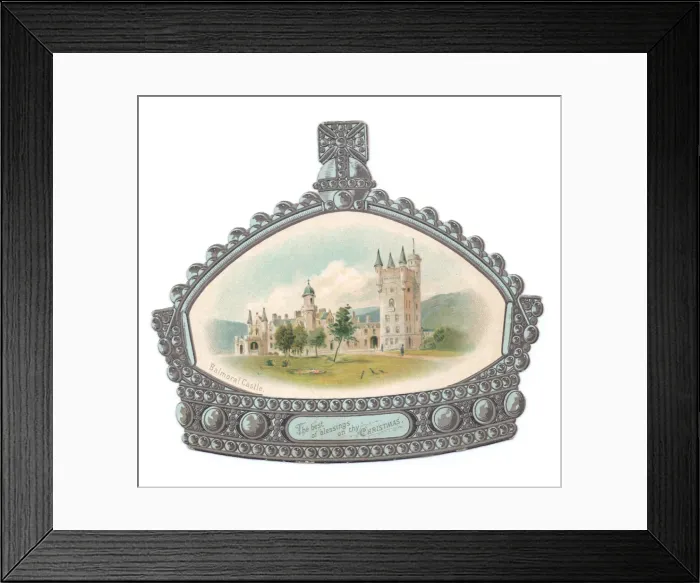 Framed Print : Balmoral Castle on a crown-shaped Christmas card Framed Print : Balmoral Castle on a crown-shaped Christmas card