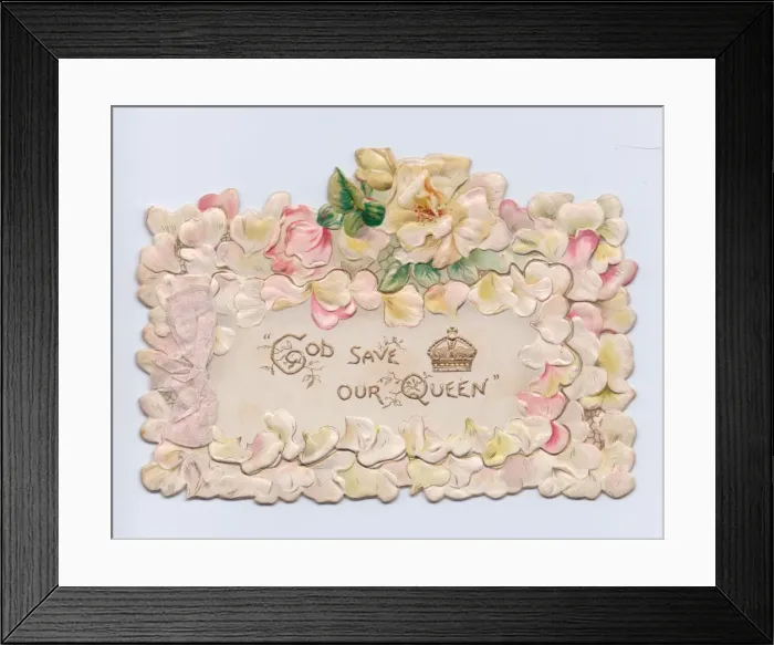 Framed Print : Commemorative floral card, God Save Our Queen Framed Print : Commemorative floral card, God Save Our Queen