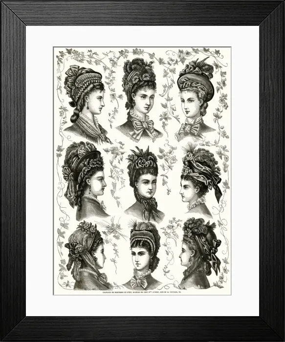 Framed Print : Ladies hats 1875 Framed Print : Ladies hats 1875