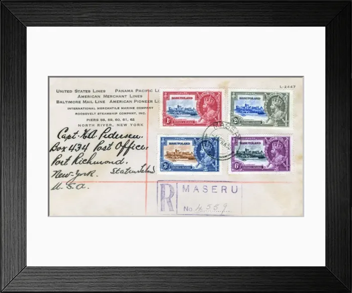 Framed Print : Envelope with stamps from Basutoland, South Africa Framed Print : Envelope with stamps from Basutoland, South Africa
