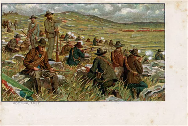 Boer soldiers firing, Second Boer War, South Africa