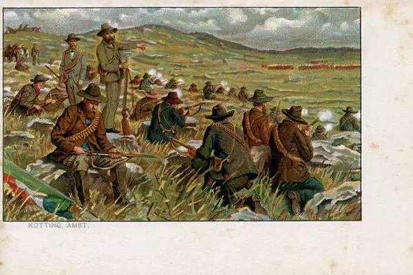 Boer soldiers firing, Second Boer War, South Africa