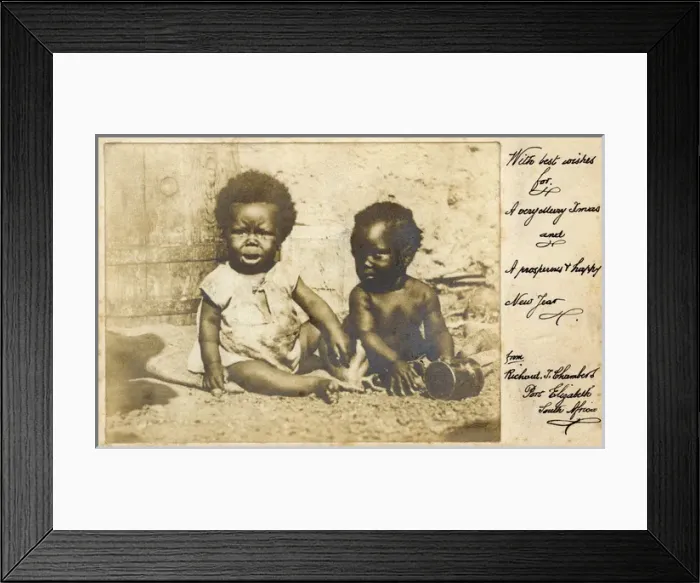 Framed Print : Two native children, Port Elizabeth, South Africa Framed Print : Two native children, Port Elizabeth, South Africa