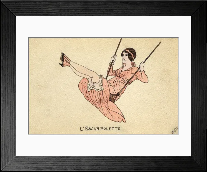 Framed Print : The Swing - A French girl flying high and showing some leg Framed Print : The Swing - A French girl flying high and showing some leg