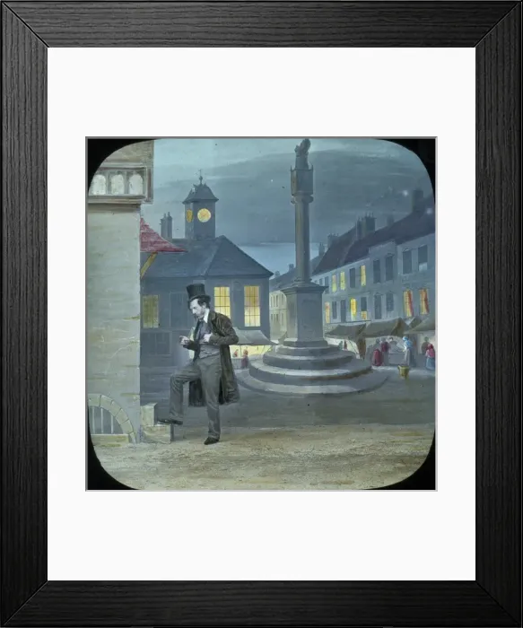Framed Print : Nursery Rhymes - Dan listening to bells Framed Print : Nursery Rhymes - Dan listening to bells