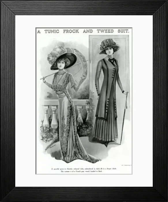 Framed Print : Tunic frock and tweed suit 1909