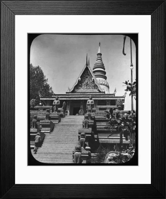 Framed Print : Paris Exhibition of 1889 - Temple Stairs at Cambodge Framed Print : Paris Exhibition of 1889 - Temple Stairs at Cambodge