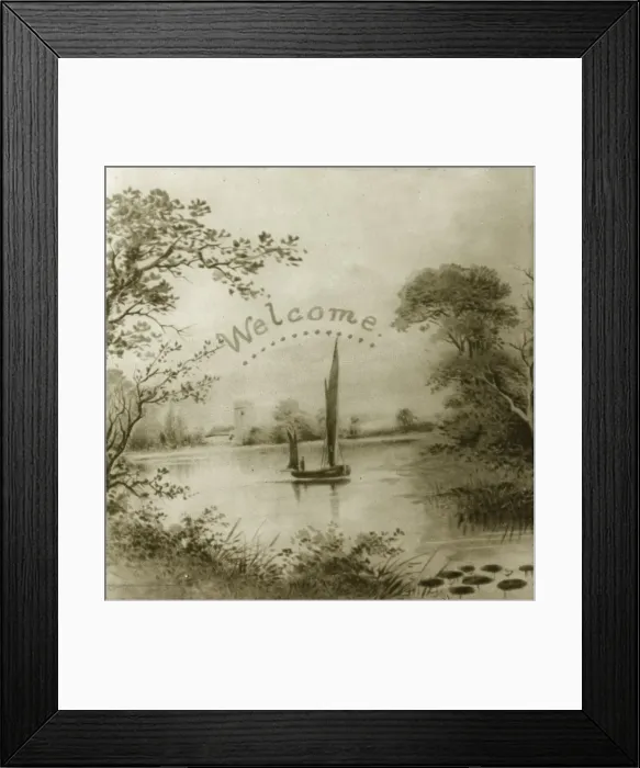 Framed Print : Mottos - Watery Welcome Framed Print : Mottos - Watery Welcome
