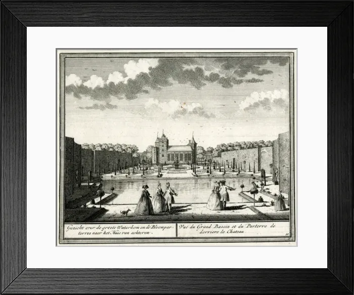 Framed Print : Chateau with garden and lake