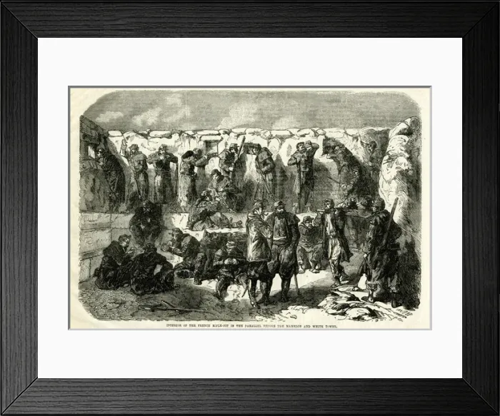 Framed Print : Crimean War, inside a French rifle pit Framed Print : Crimean War, inside a French rifle pit