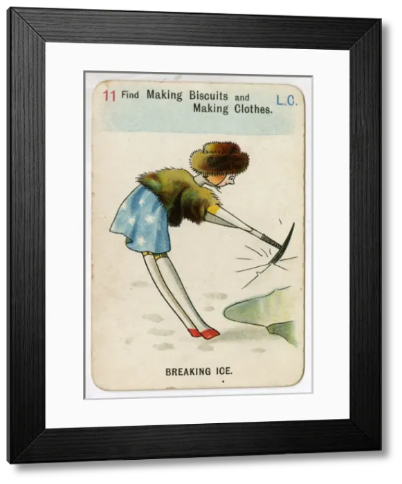 Framed Print : Florence Upton playing cards - Breaking Ice Framed Print : Florence Upton playing cards - Breaking Ice