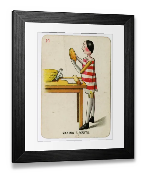 Framed Print : Florence Upton playing cards - Making Biscuits Framed Print : Florence Upton playing cards - Making Biscuits