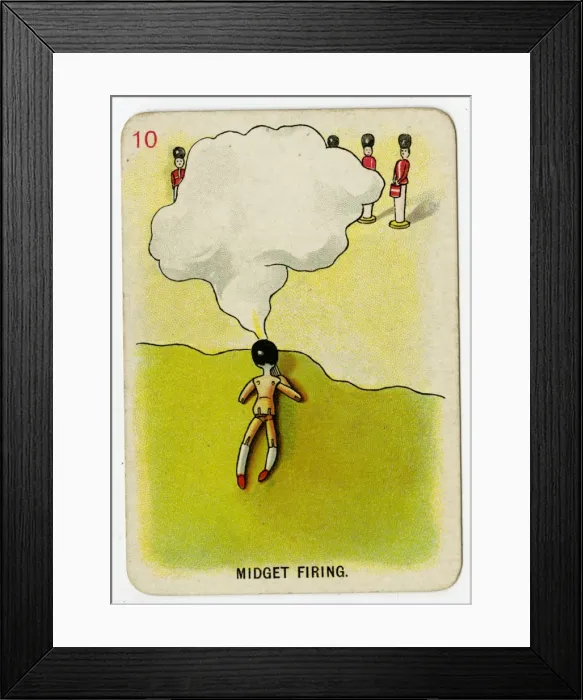 Framed Print : Florence Upton playing cards - Midget Firing Framed Print : Florence Upton playing cards - Midget Firing