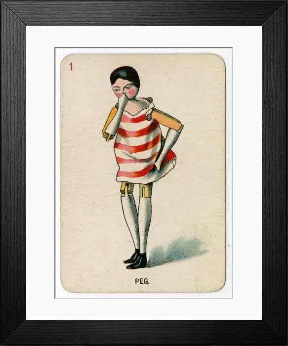 Framed Print : Florence Upton playing cards - Peg Framed Print : Florence Upton playing cards - Peg