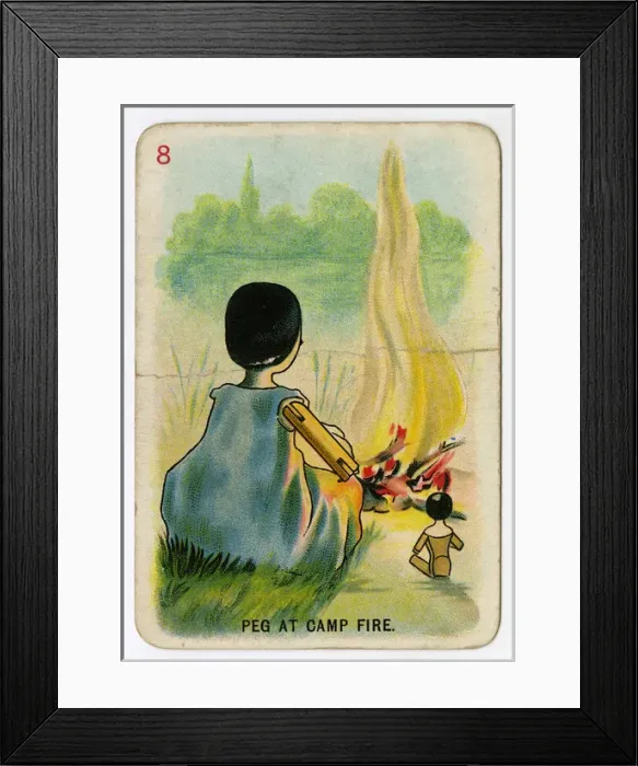 Framed Print : Florence Upton playing cards - Peg at Camp Fire Framed Print : Florence Upton playing cards - Peg at Camp Fire