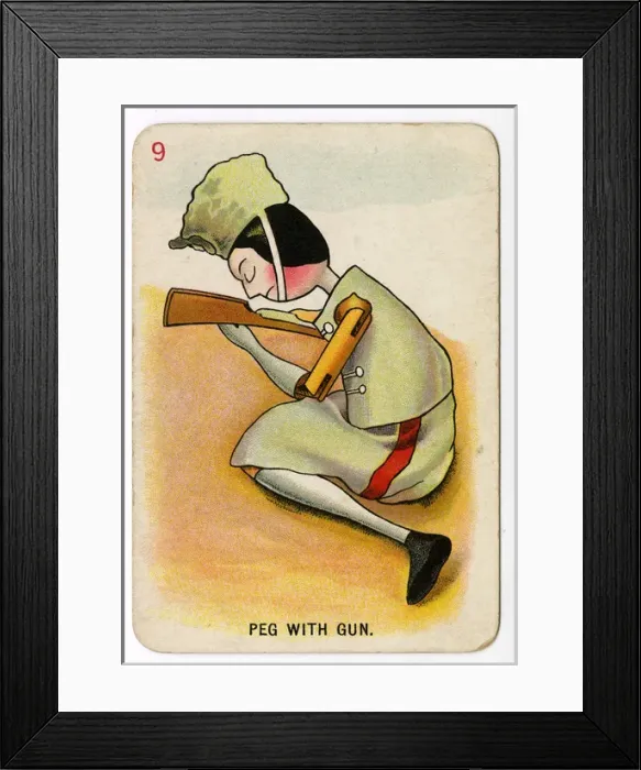 Framed Print : Florence Upton playing cards - Peg with Gun Framed Print : Florence Upton playing cards - Peg with Gun