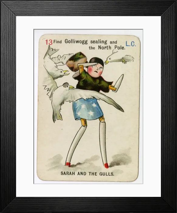 Framed Print : Florence Upton playing cards - Sarah and the Gulls Framed Print : Florence Upton playing cards - Sarah and the Gulls