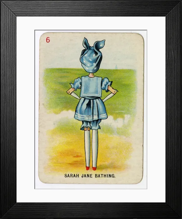 Framed Print : Florence Upton playing cards - Sarah Jane Bathing Framed Print : Florence Upton playing cards - Sarah Jane Bathing