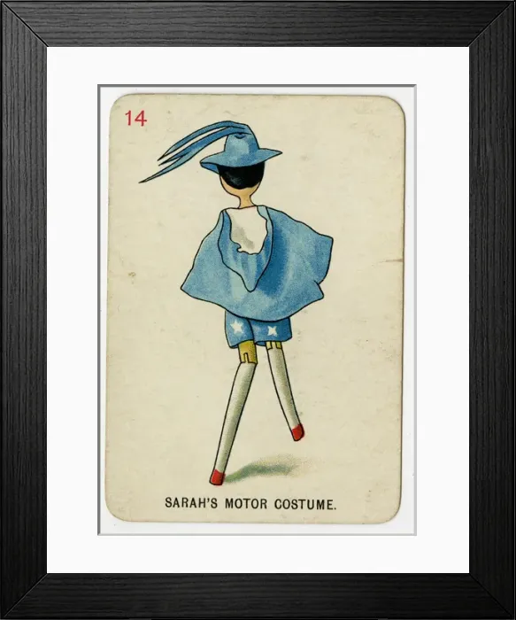 Framed Print : Florence Upton playing cards - Sarahs Motor Costume Framed Print : Florence Upton playing cards - Sarahs Motor Costume